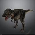 Tyrannosaurus Rex 3D Model With Open Mouth Orange Neck And Gray Body On Gray Background