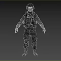 Man Wearing Camouflage Military Uniform With Helmet Face Mask And Tactical Vest