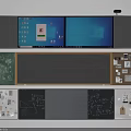 Modern Educational Workspace With Multiple Displays Blackboard Charts And Written Notes 3d model