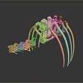 3D Rendered Skeletal Limb Structure With Elongated Appendages And Segmented Bones