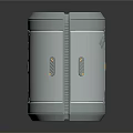 Modern Cylindrical Device With Silver Gray Body Blue Top And Yellow Accents