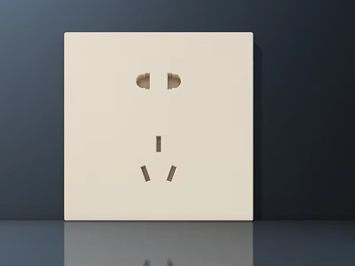 White Sleek Switch Panel With Two And Three Hole Sockets For Home Use 3d model