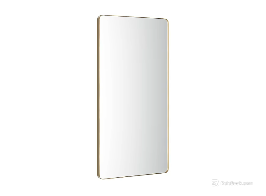 Sleek Rectangular Mirror With Gold Frame And Modern Minimalist Design 3d model 