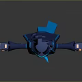Blue Haired Game Character With Cape Skirt And Long Boots 3D Model Posing Arms Outstretched