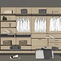 Wardrobe Open Wardrobe Sofa Stool Shoe Changing Stool Full-Face Wardrobe 3d model