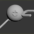 White Sphere Game Character With Screw Top U Shaped Arms And Small Wheels Design