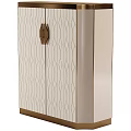 Modern Entryway Side Cabinet With Light Beige Geometric Pattern And Wooden Handle
