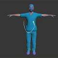 Woman in Blue Medical Scrubs With Mask and Cap Arms Outstretched
