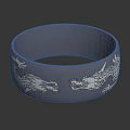 Dark Blue Brushed Bracelet With Intricate Dragon Carvings And Reflective Surface