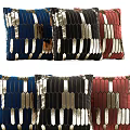 Stylish Throw Pillows Featuring Blue Black Red and Gold Striped Patterns