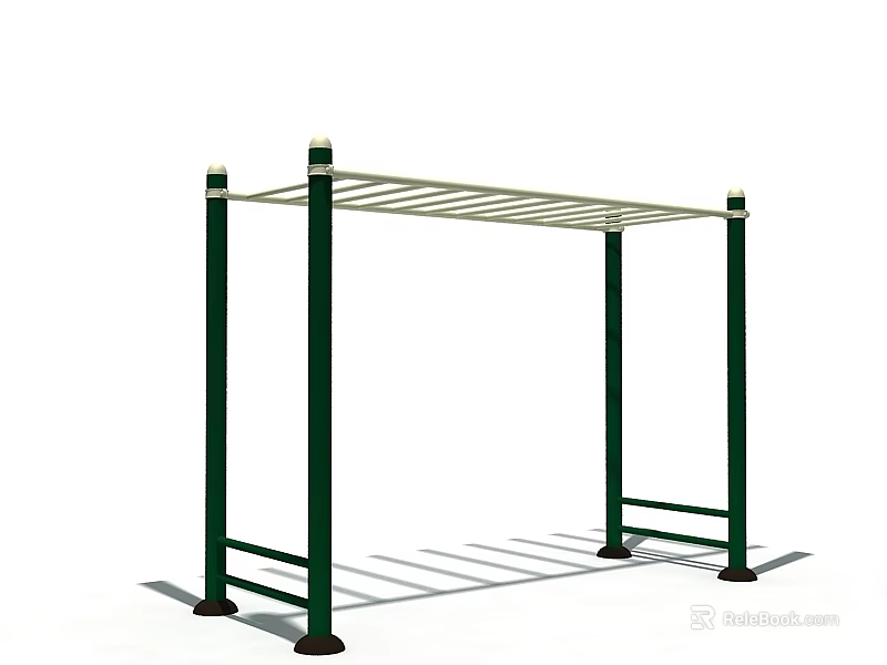 Sturdy Outdoor Green Metal Fitness Equipment With Horizontal Bars For Exercise 3d model 