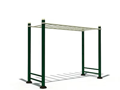 Sturdy Outdoor Green Metal Fitness Equipment With Horizontal Bars For Exercise 3d model