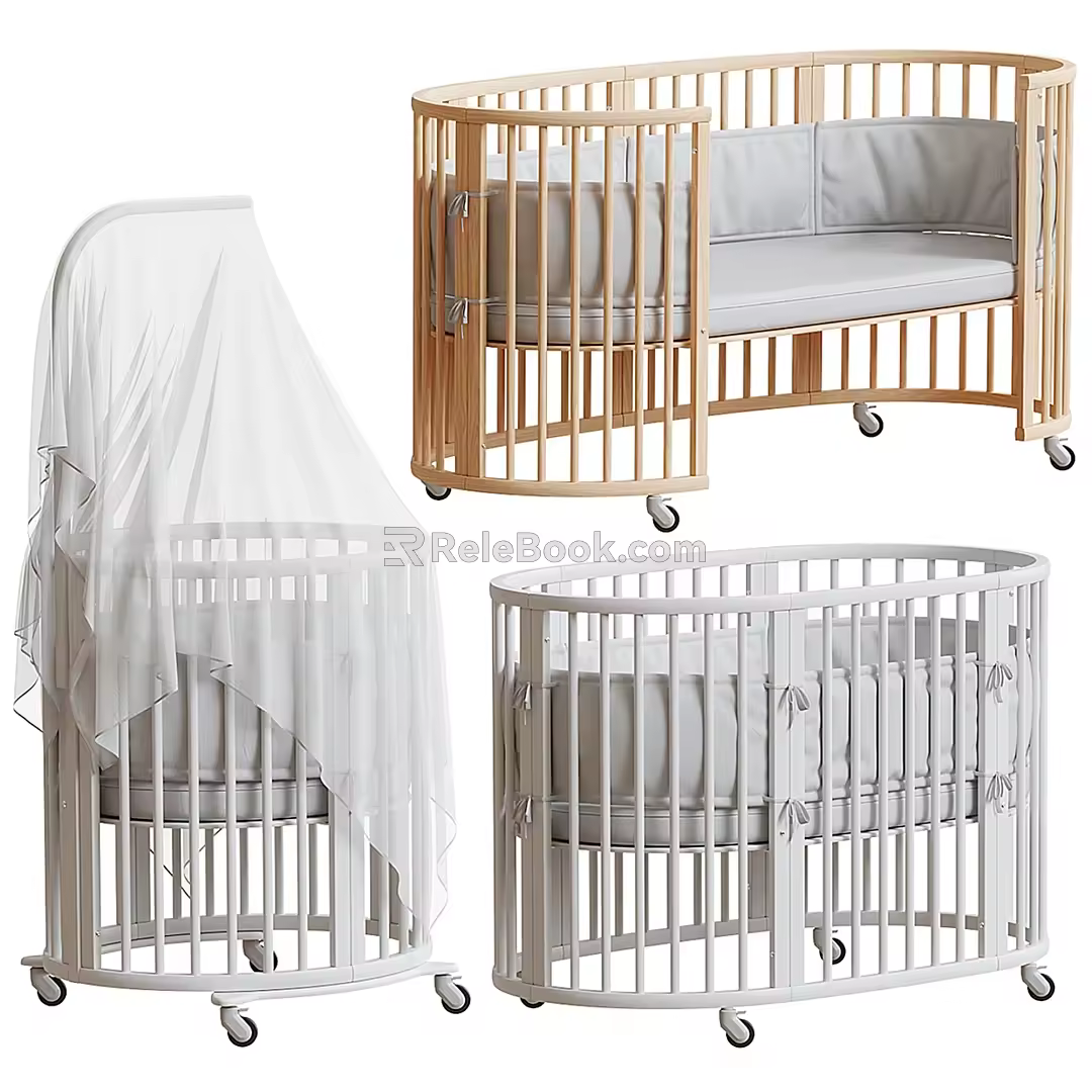 Modern Cribs Children's Bed Collection 3d model