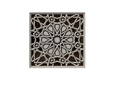 Square Wall Decor With Intricate Geometric Cutout Design Featuring Radiant Center Pattern 3d model