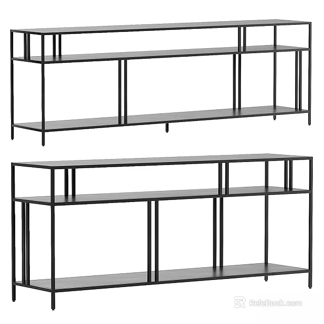 Modern Functional Desk With Metal Frame And Multiple Storage Shelves For Home Office Use 3d model 
