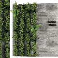 Lush Vertical Green Plant Wall with Mixed Foliage Against Concrete Background