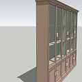 Traditional Wooden Wine Cabinet With Glass Doors And Multiple Shelves Design