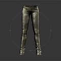 Slim Fit Metallic Leather Trousers With High Waist Design And Shiny Finish