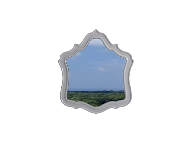 Decorative Ornate Frame Mirror Reflecting Blue Sky White Clouds Green Trees 3d model