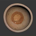 Hand Carved Ceramic Bowl With Reddish Brown Color And Textured Striped Design
