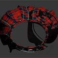 Red Plaid Scottish Kilt With Black Panel Metal Buckles And Chain