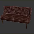 Vintage Red Tufted Sofa With Wooden Legs And Classic Design