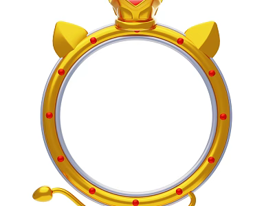 Golden Circular Decorative Ornament Set With Crown Decoration And Red Accents 3d model