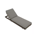 Modern Slatted Wooden Frame Lounge Chair With White Padded Cushion And Adjustable Backrest
