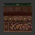 Architectural Decorative Cabinet With Green Top Brown Body Multi Layer Design And Golden Vine Carvings