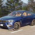 Blue Sporty SUV With Sleek Design And Orange Interior In Outdoor Road Setting