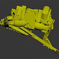 Green And Blue Armored Mech Robot Character Holding Long Rifle Standing Pose