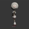 White Robot With Blue Glowing Eyes And Metallic Joints Standing In Dark Background