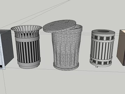 Public Trash Cans As Essential Facility With Various Designs For Outdoor Use 3d model