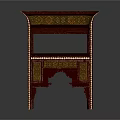 Red Traditional Leisure Chair With Intricate Decorative Patterns And Inlaid Seat Design