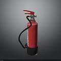 Red Fire Extinguisher With Cylindrical Body Black Base And Metal Handle