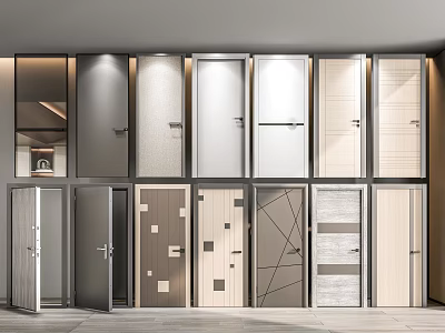Various Modern Hinged Door Designs With Different Materials And Styles For Interior 3d model