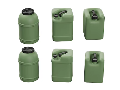 Perfume Cosmetics Green Plastic Containers With Lids And Handles In Different Shapes 3d model