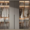 Modern Wardrobe Interior With Illuminated Shelves Hanging Rods And Storage Compartments
