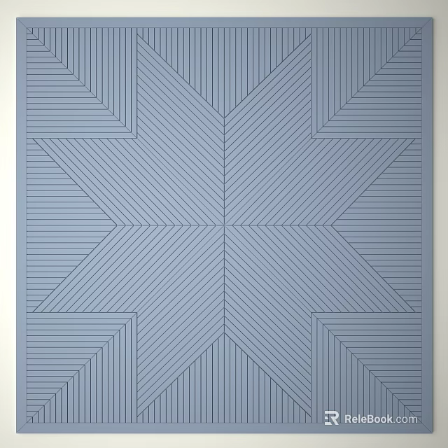 Modern Square Rug With Geometric Striped Pattern In Light Blue And White 3d model