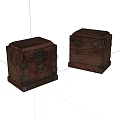 Two Traditional Wooden Storage Boxes With Metal Locks And Handles Vintage Design