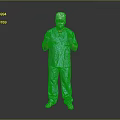 Man in Green Surgical Scrubs With White Cap Mask and Blue Gloves Holding Hands Out