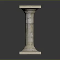 Classical Stone Column With Textured Surface Square Base And Flat Top 3d model