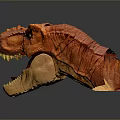 Orange Dinosaur Head Model With Open Mouth Sharp Teeth And Textured Skin 3d model