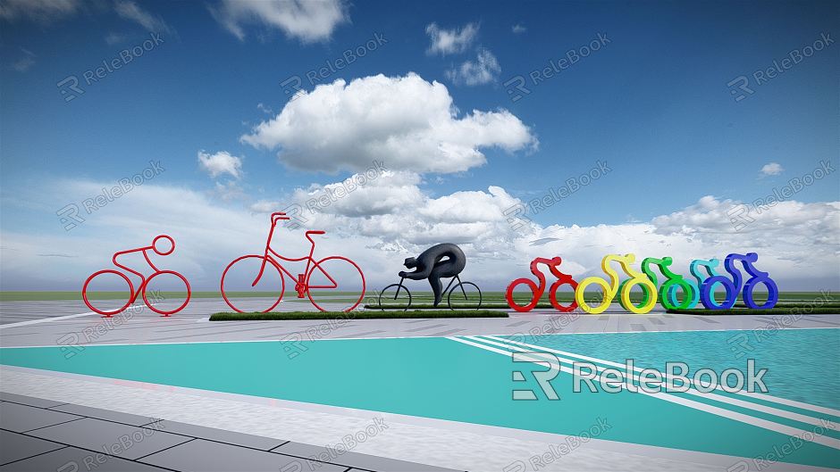 Modern City Sculpture Creative Sports Sculpture Bicycle Sculpture Sports Fitness Sculpture Fitness Landscape Park Sculpture model