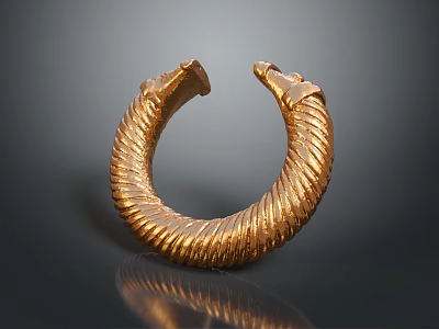 Shiny Golden Spiral Bracelet Daily Use Fashion Accessory With Smooth Design 3d model