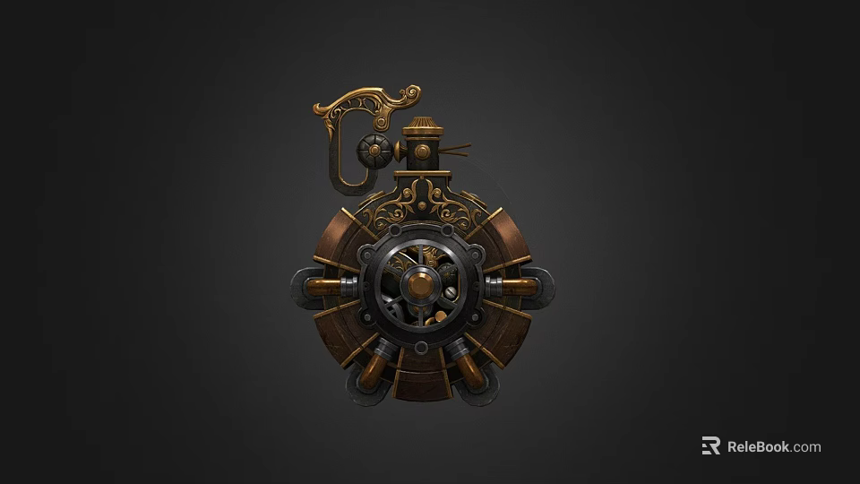 Steampunk Inspired Mechanical Device With Ornate Gears And Vintage Brass Accents 3d model 