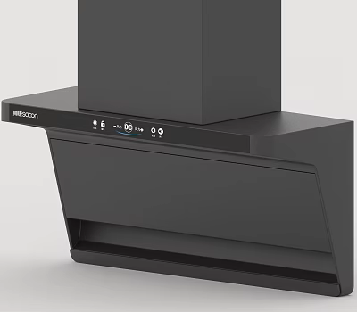 Sleek Black Modern Kitchen Range Hood Appliance With Control Panel And Stylish Design 3d model