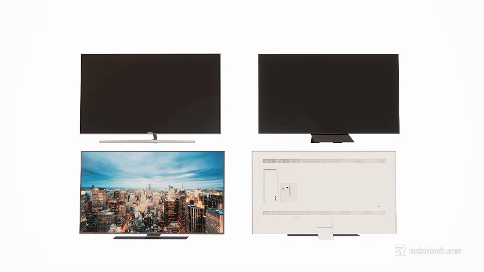 Modern TV Models Showcasing Various Angles Screen Display Back Panel And Stand Design 3d model 