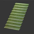 Gray Stone Stairs With Multiple Textured Steps And Grass On Dark Background 3d model