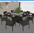 Modern Dining Table and Chair Round Dining Table 3d model